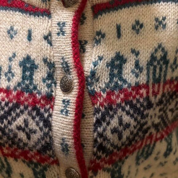 Vintage L.L. Bean Men's Sweater Vest Nordic Print Wool Blend Made in USA Size L - Picture 7 of 8